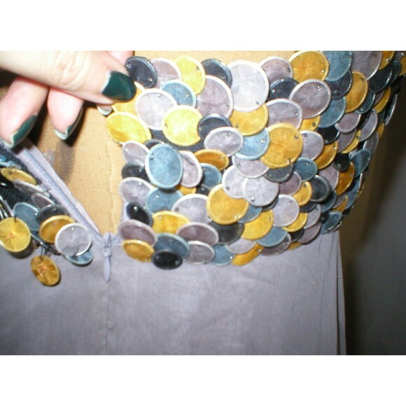 New Womens NWT $3100 40 2 4 USA Malandrino Catherine Long Silk Gray Gown Dress - Picture 7 of 12